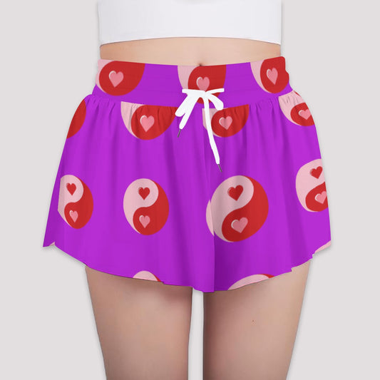 Mini & Mommy - Yin-Yang Love/ Pink & Red Heart - Matching Shorts